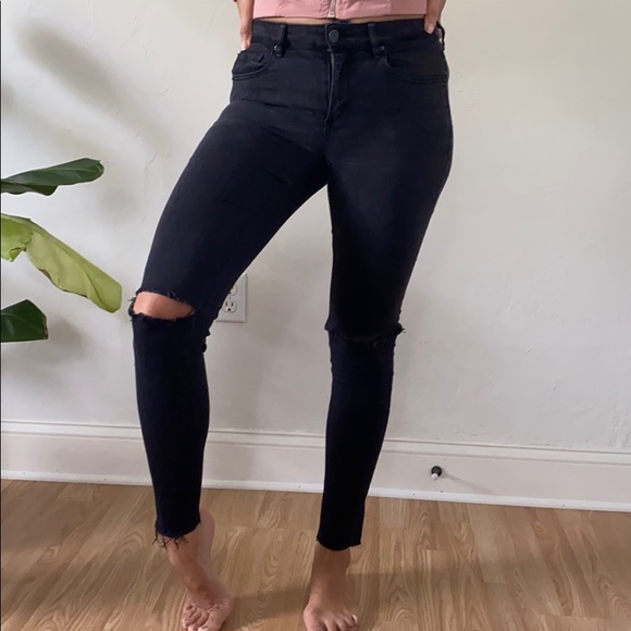 Garage skinny jeans with rips in washed black - Picture 3 of 5